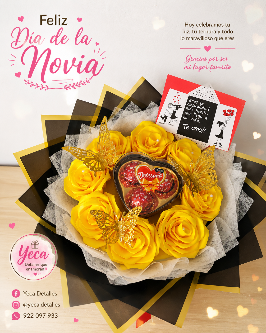 Bouquet de Rosas Amarillas Eternas con Chocolates 🍫